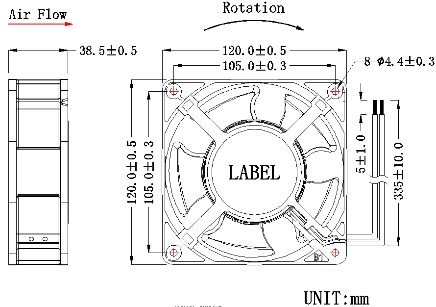 12038交流风扇尺寸
